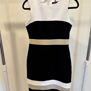 Tommy Hilfiger Black, White, and Cream Mini Dress